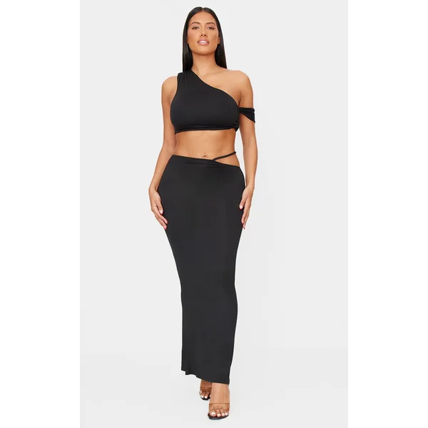 Shape Black Cut Out Waist Maxi Skirt