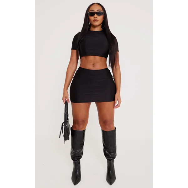 Shape Black Disco Sculpt Micro Mini Skirt