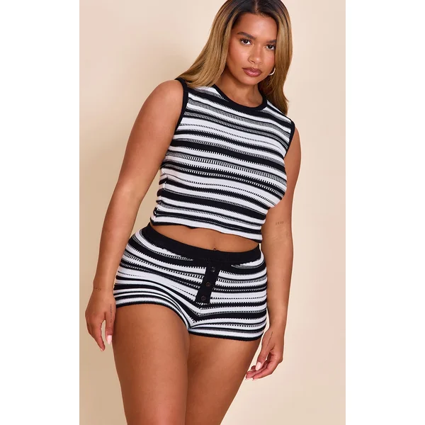 Shape Black Knitted Stripped Boxer Shorts