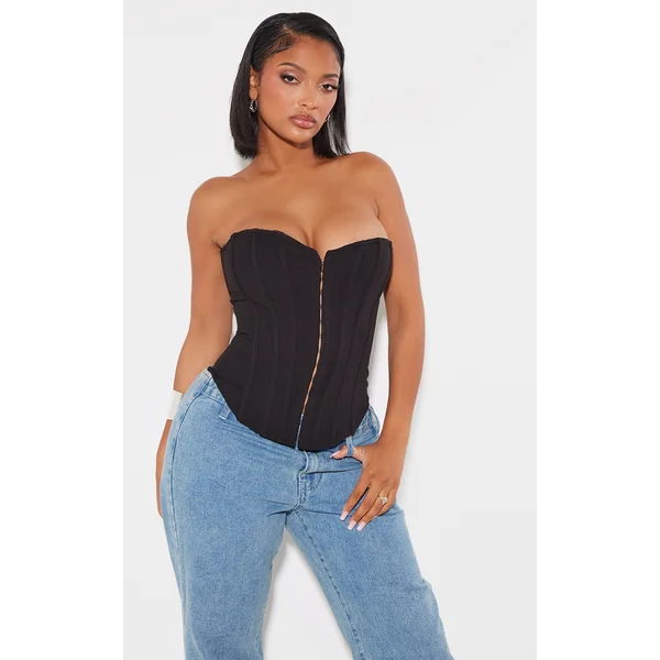 Shape Black Lace Up Back Woven Corset