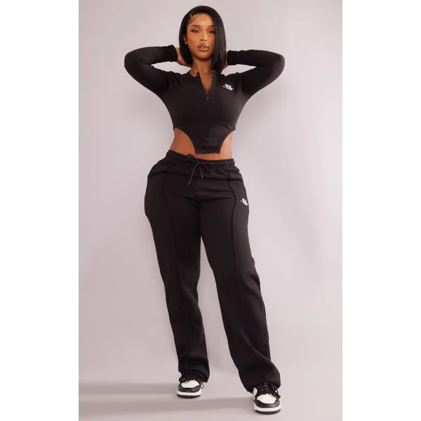 Shape Black Prettylittlething Zip Pocket Wide Leg Sweatpants