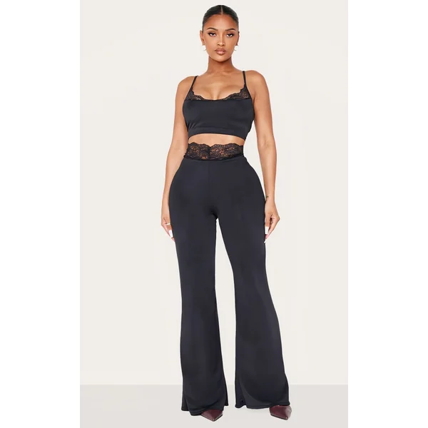 Shape Black Sculpt Lace Trim Flared Pants