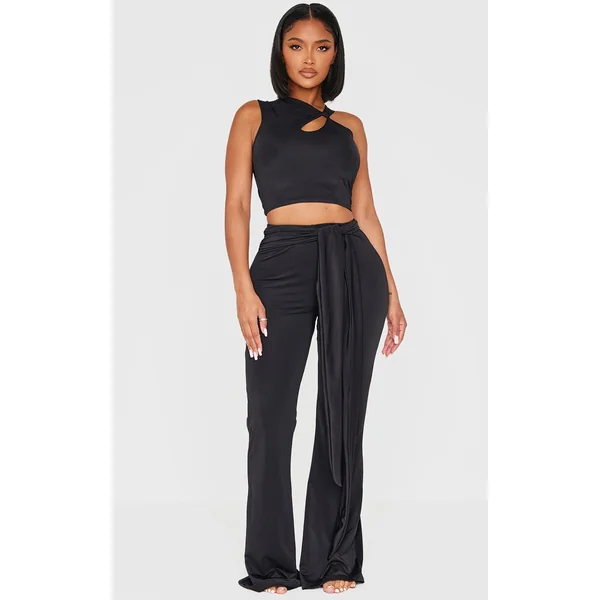 Shape Black Sculpt Wrap Waist Flared Pants