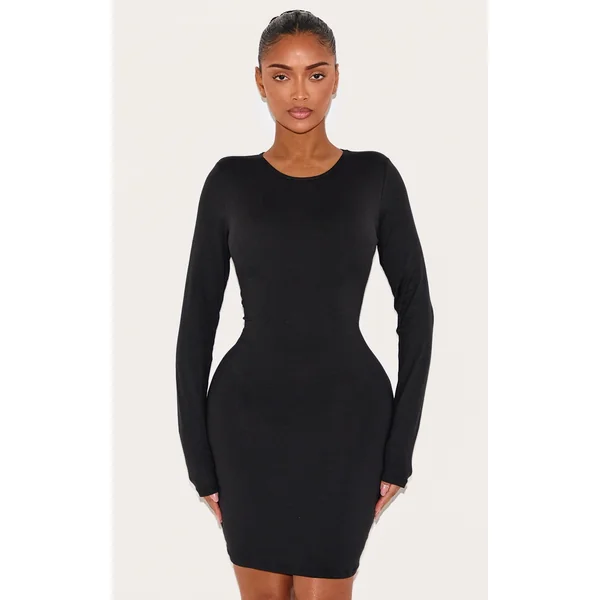 Shape Black Sculpted Long Sleeve Bodycon Dress