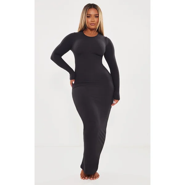 Shape Black Sculpted Long Sleeve Maxi Dress