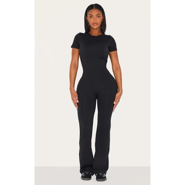 Shape Black Sculpted Short Sleeve Jumpsuit