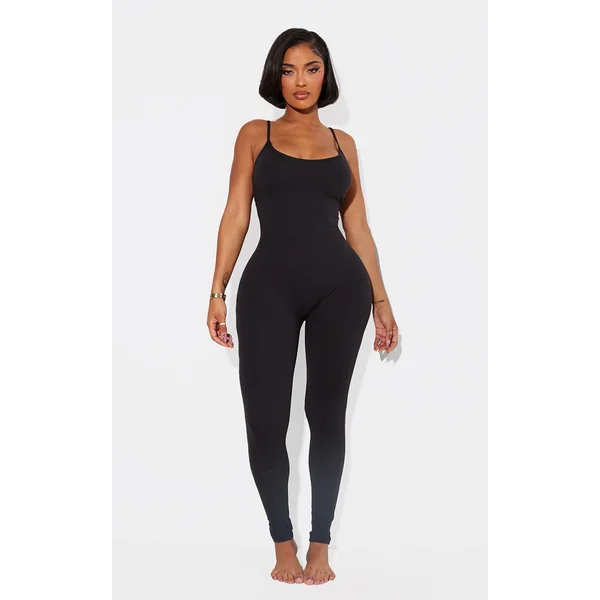 Shape Black Sculpted Strappy Jumpsuit