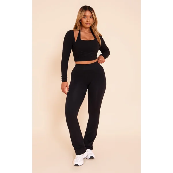 Shape Black Seamless Active High Waisted Ruched Bum Flares