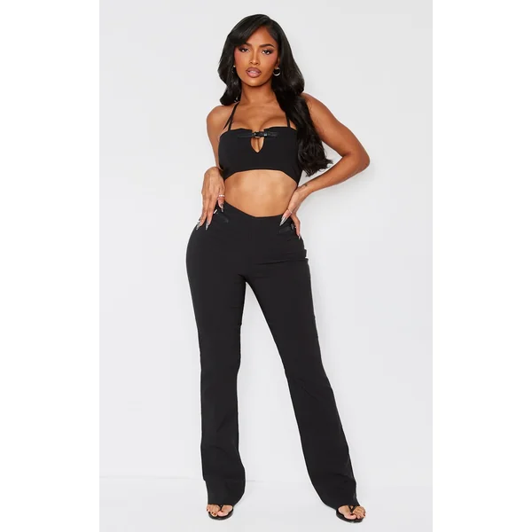 Shape Black Stretch Buckle Straight Leg Pants