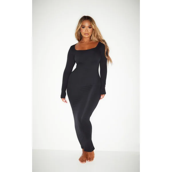Shape Black Stretch Seamless Long Sleeve Maxi Dress