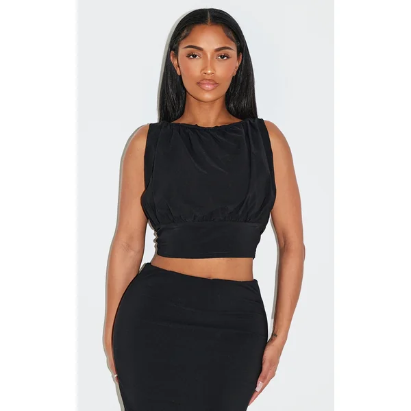 Shape Black Stretch Woven Ruched Bust Top