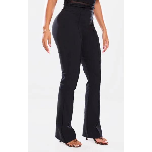 Shape Black Tailored High Waisted Pin Tuck Flared Pants