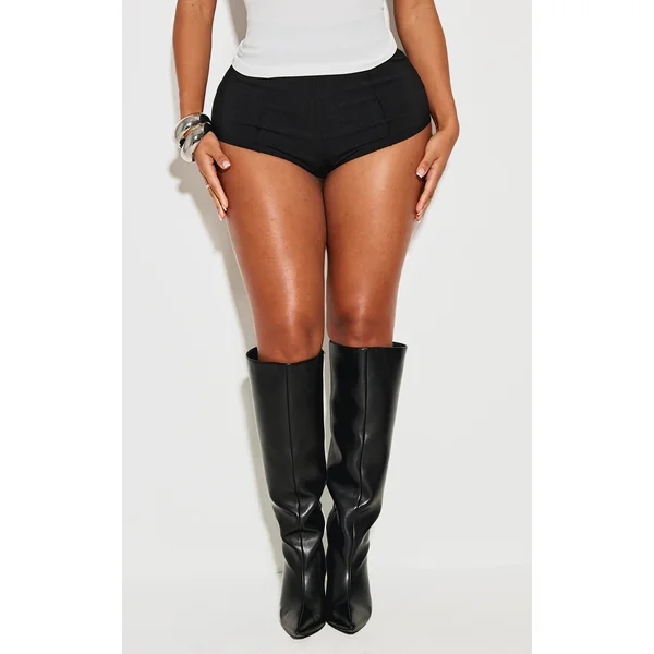 Shape Black Tailored Pintuck Extreme Mini Shorts