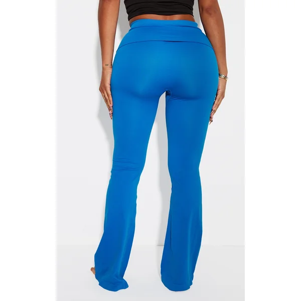 Shape Blue Stretch Seamless Foldover Waist Flare Pants