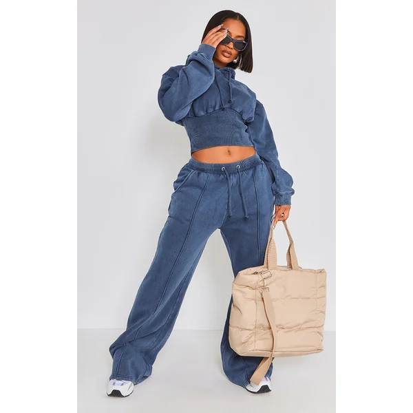Shape Blue Sweat Seam Detail Wide Leg Sweatpants