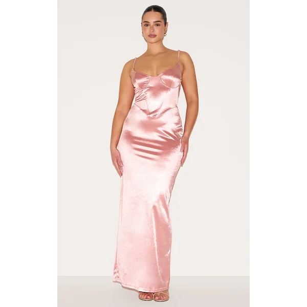Shape Blush Stretch Satin Underwired Maxi Dress