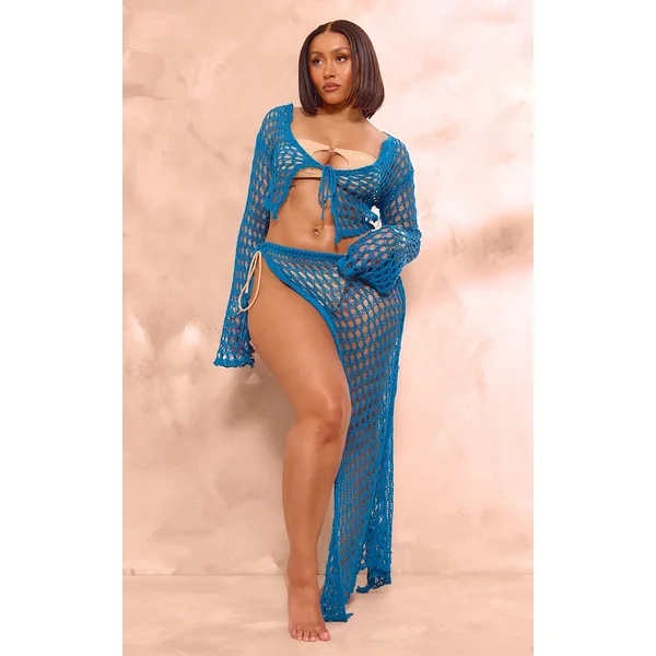 Shape Bright Blue Knit Low Rise Maxi Skirt