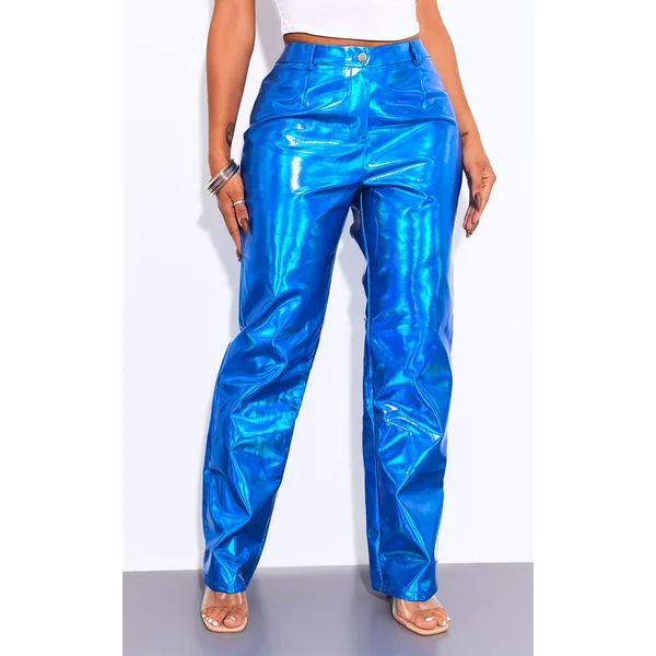 Shape Bright Blue Metallic Straight Leg Pants