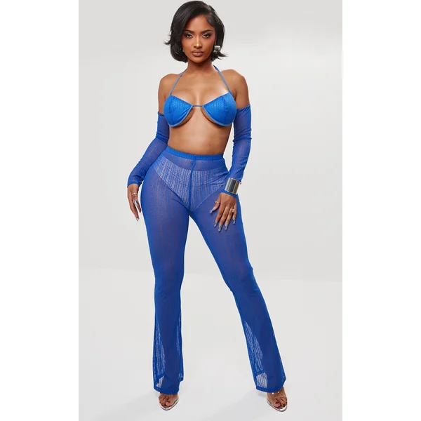 Shape Bright Blue Sheer Ruched Leg Pants