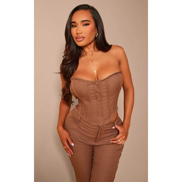 Shape Brown Woven Hook And Eye Corset