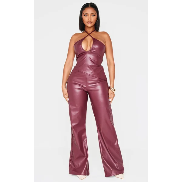Shape Burgundy Faux Leather Pants
