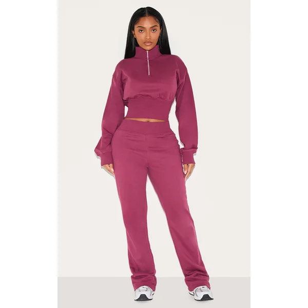 Shape Burgundy Ribbed Waistband Flared Pants