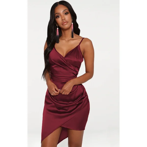 Shape Burgundy Satin Wrap Dress