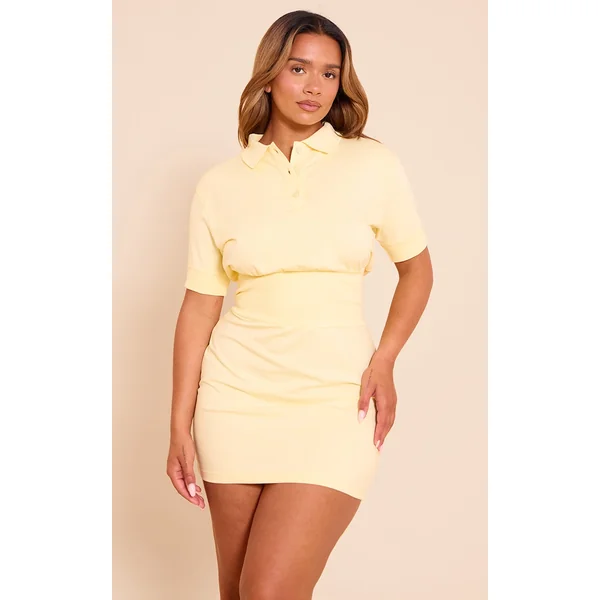 Shape Butter Cream Polo Cinched Waist Mini Dress
