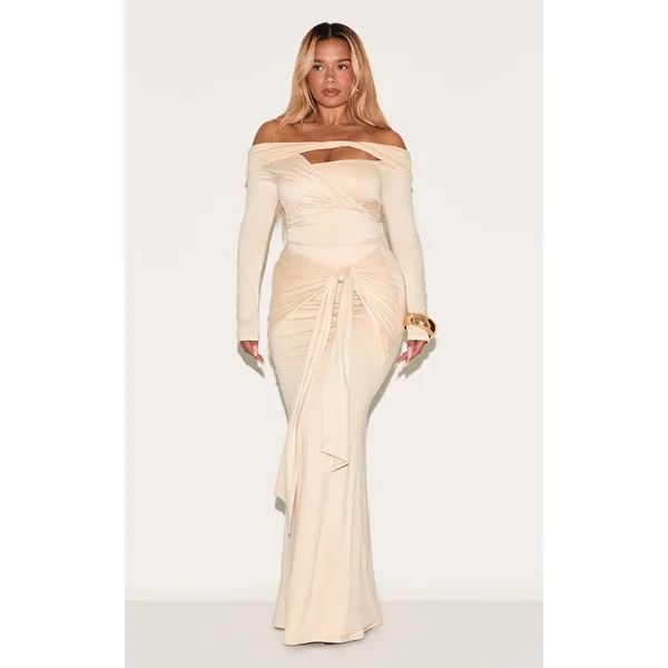Shape Butter Cream Super Soft Wrap Drape Maxi Skirt