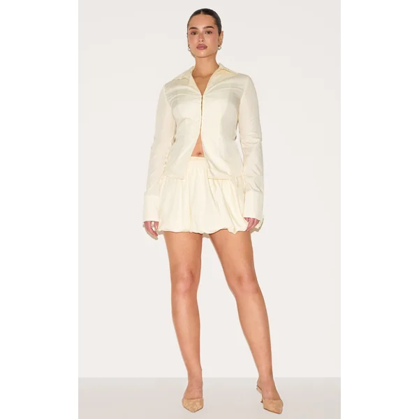 Shape Butter Cream Tailored Puff Ball Mini Skirt