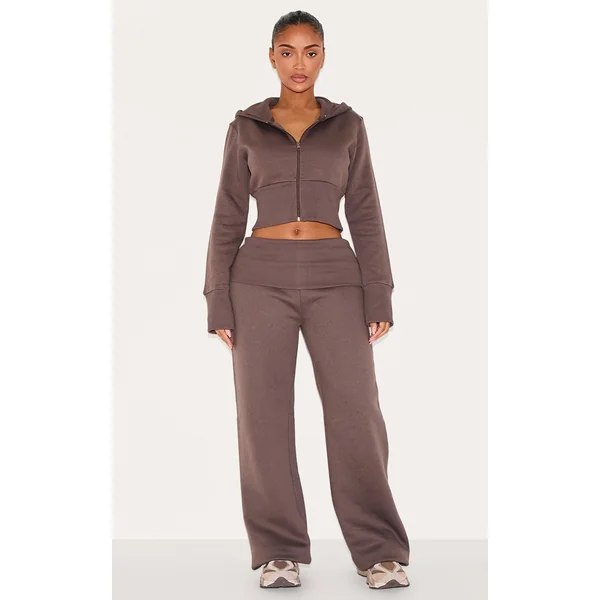 Shape Charcoal Foldover Waist Flare Sweatpants