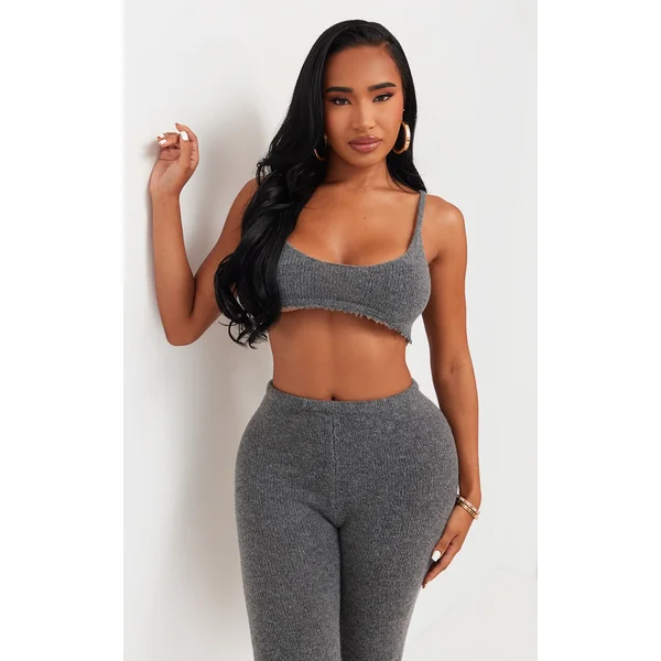 Shape Charcoal Knit Extreme Crop Bralet