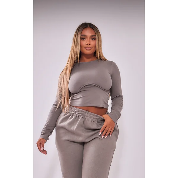 Shape Charcoal Underbust Long Sleeve Top