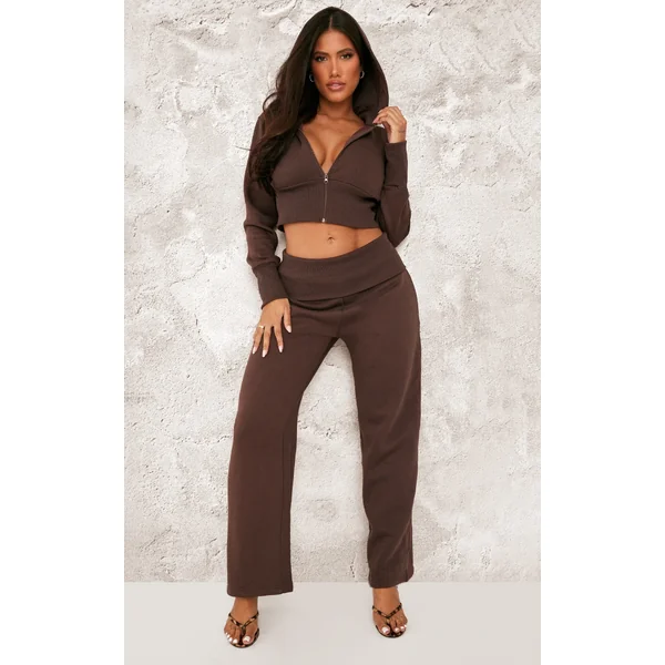Shape Chocolate Foldover Waist Flare Sweatpants