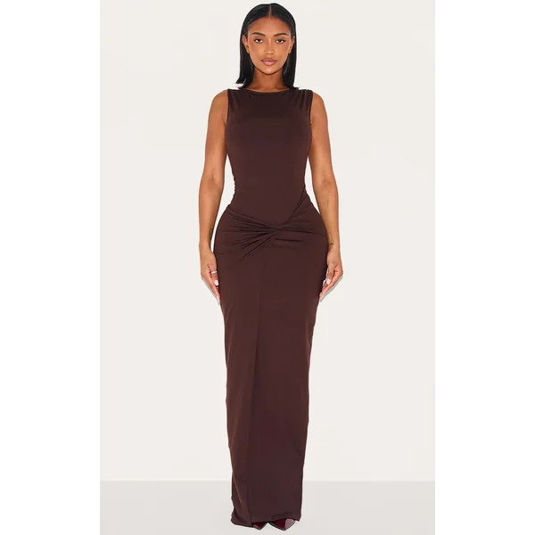 Shape Chocolate Sculpt Boat Neck Wrap Waist Maxi Dress