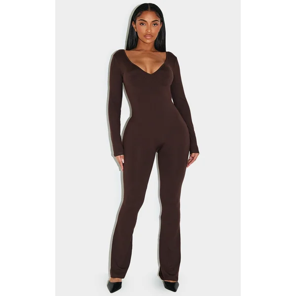 Shape Chocolate Sculpt Sweetheart Neck Flared Jumpsuit