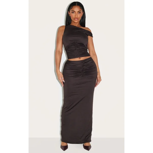 Shape Chocolate Super Soft Ruched Waist Maxi Skirt
