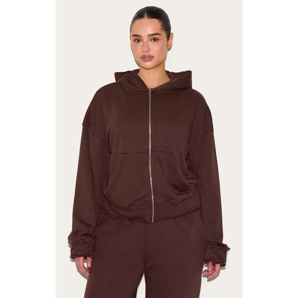 Shape Chocolate Zip Through Hoodie