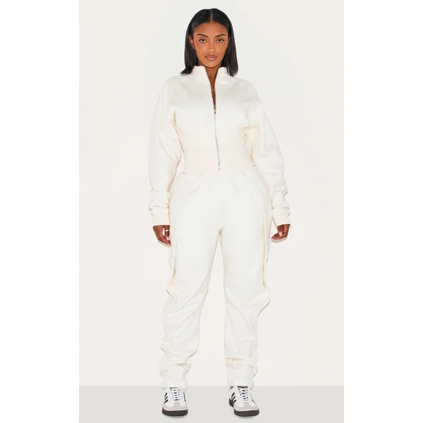 Shape Cream High Waisted Pleat Front Cocoon Sweatpants