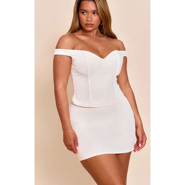 Shape Cream High Waisted Woven Mini Skirt