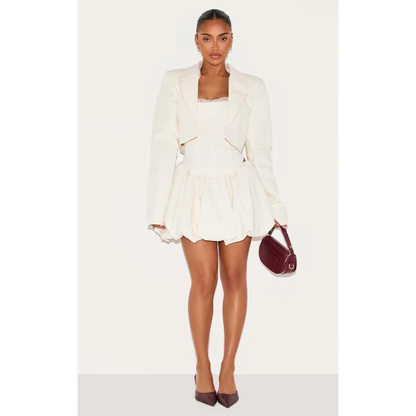 Shape Cream Tailored Puffball Mini Skirt
