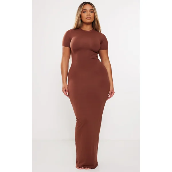 Shape Dark Brown Sculpted Maxi Dress