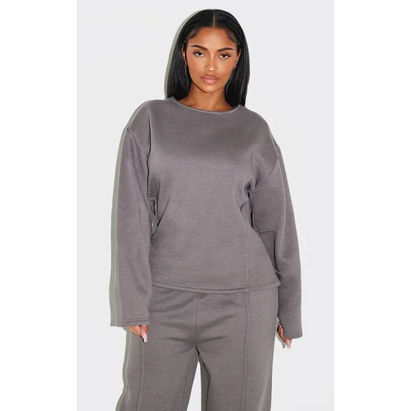 Shape Dove Grey Cinched Waist Cocoon Sleeve Sweatshirt