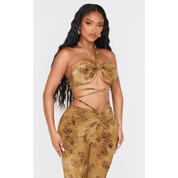 Shape Green Devore Knot Front Bralet