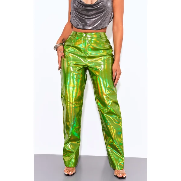 Shape Green Metallic Straight Leg Pants