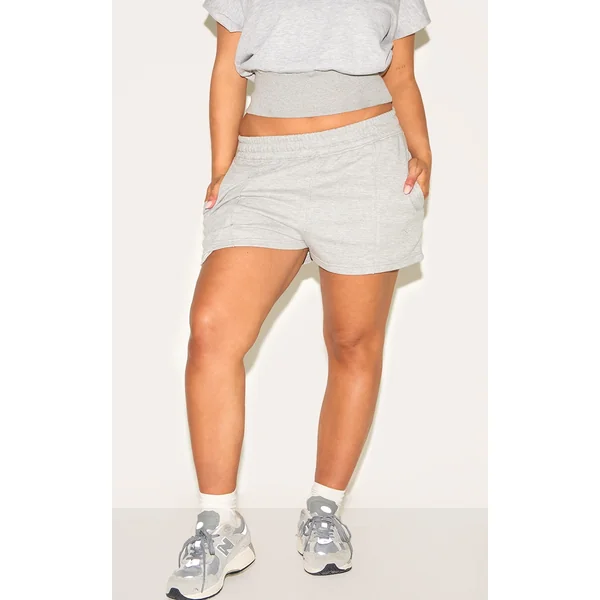 Shape Grey Marl Highwaisted Pin Tuck Sweat Shorts