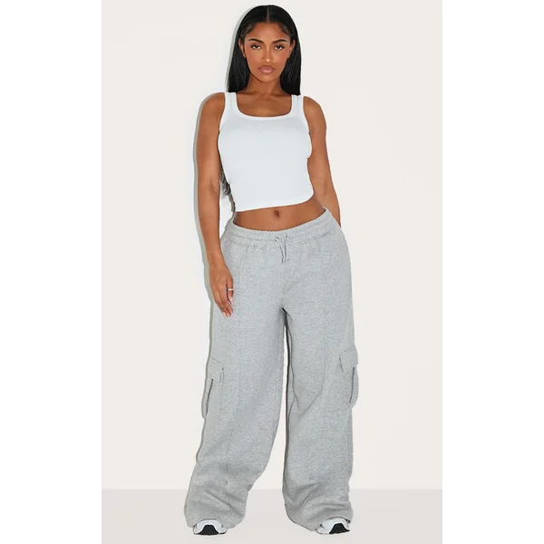Shape Grey Marl Highwaisted Pintuck Cuffed Sweatpants