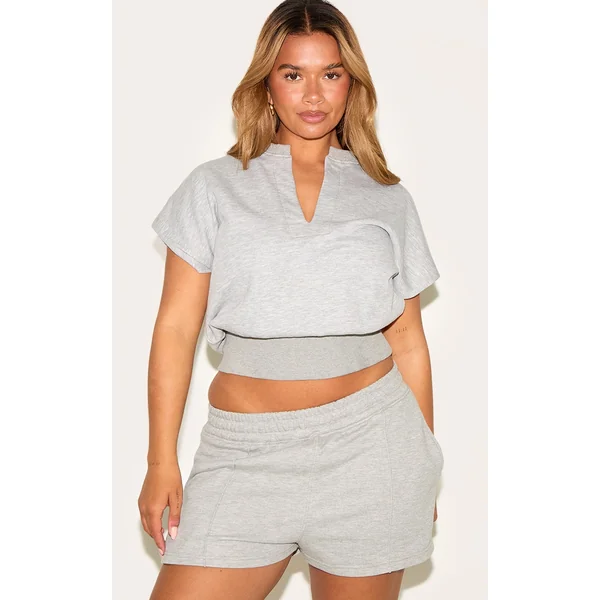 Shape Grey Marl V Neck Cinched Waist Sweatshirt