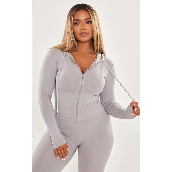 Shape Grey Sculpted Zip Through Hoodie