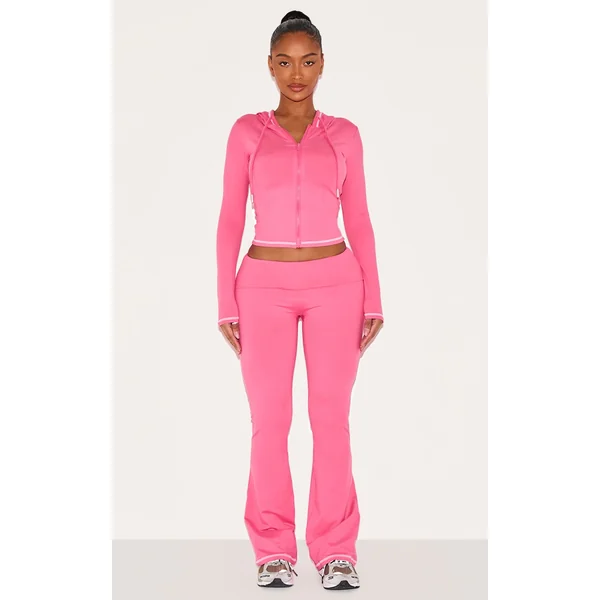Shape Hot Pink Sculpted Contrast Stitch Foldover Waist Flare Pants